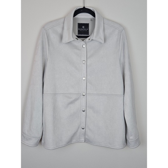 Bagatelle Collection Light Gray Suede Button Up Shirt Jacket Size Medium - Picture 2 of 7